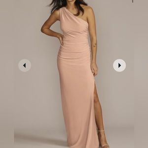 One shoulder ruched bridesmaid dress